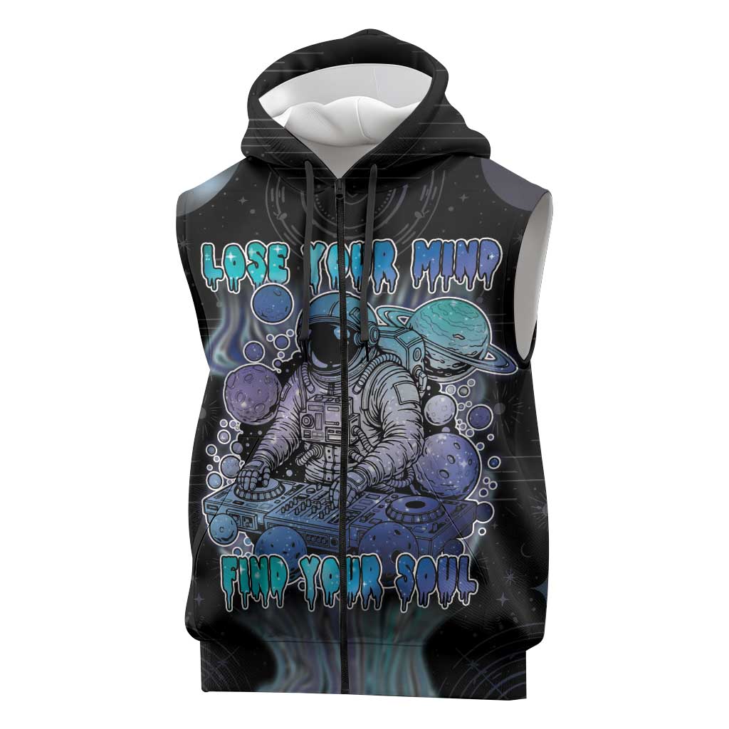 Astronaut Sleeveless Zip Hoodie Love Your Mind Find Your Soul - Wonder Print Shop