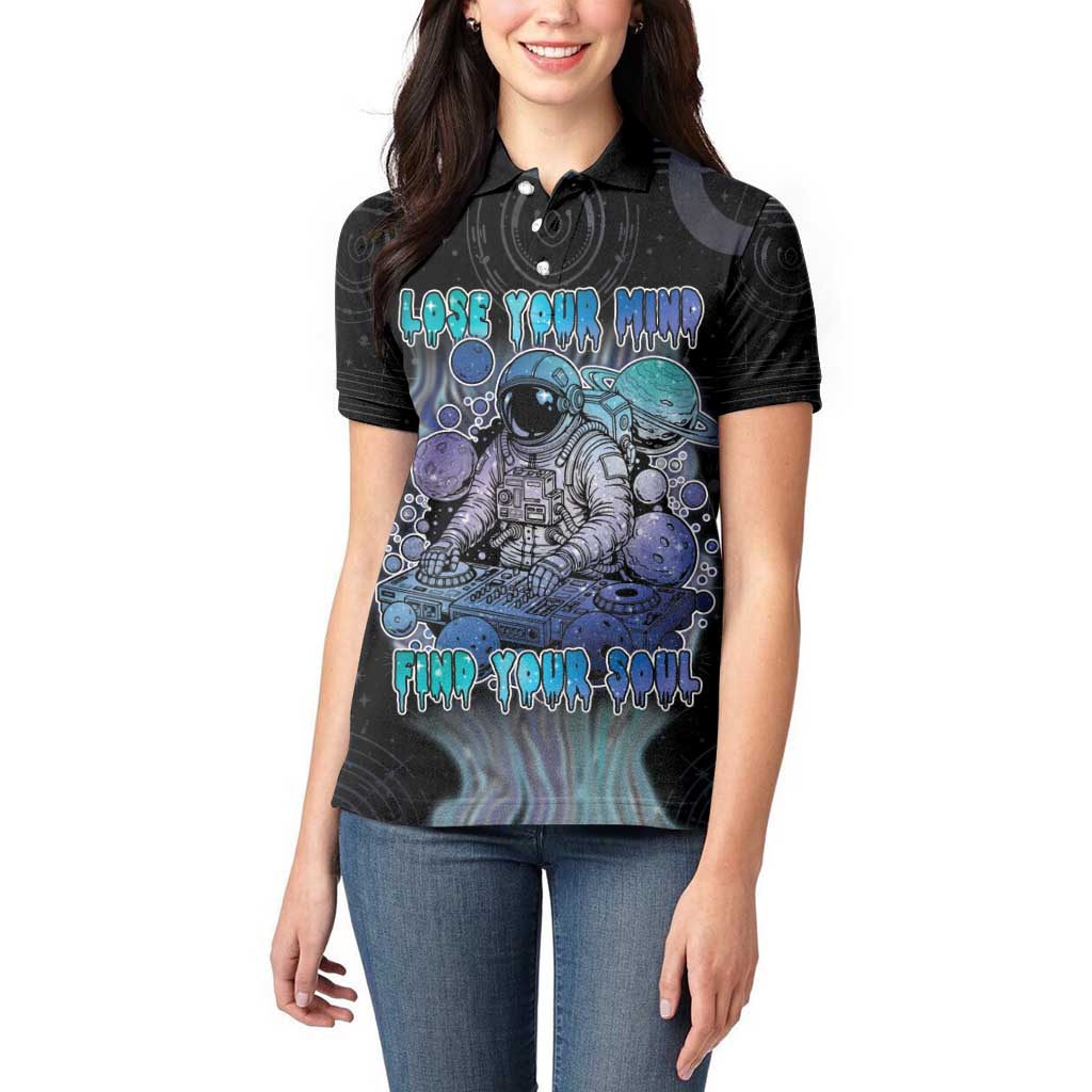 Astronaut Women Polo Shirt Love Your Mind Find Your Soul - Wonder Print Shop