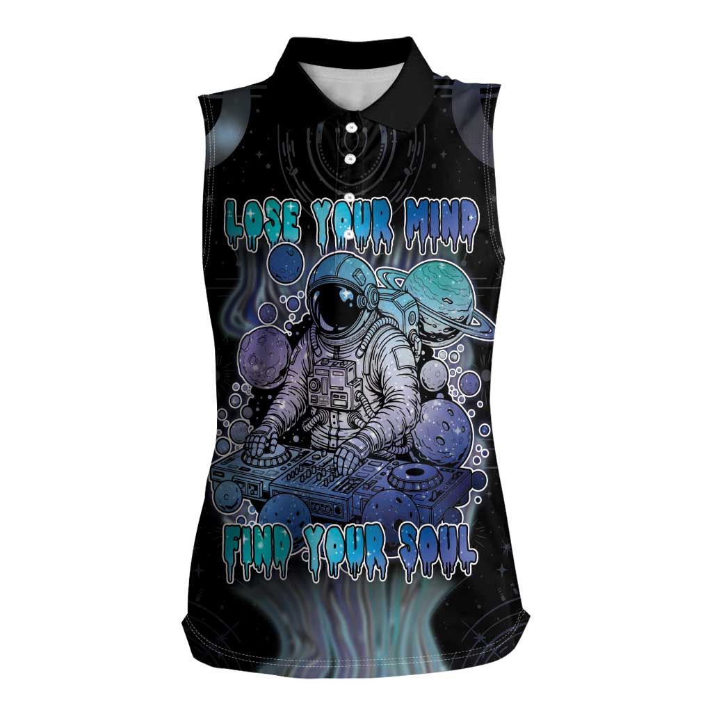 Astronaut Women Sleeveless Polo Shirt Love Your Mind Find Your Soul - Wonder Print Shop