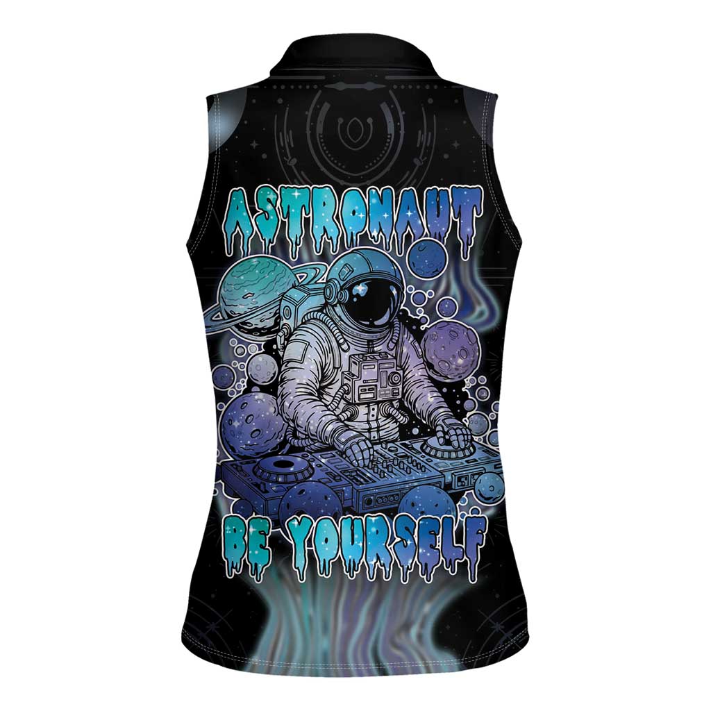 Astronaut Women Sleeveless Polo Shirt Love Your Mind Find Your Soul - Wonder Print Shop