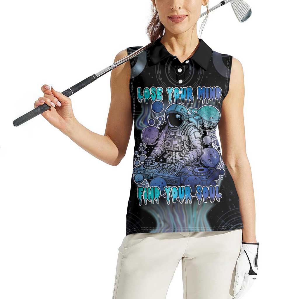Astronaut Women Sleeveless Polo Shirt Love Your Mind Find Your Soul - Wonder Print Shop