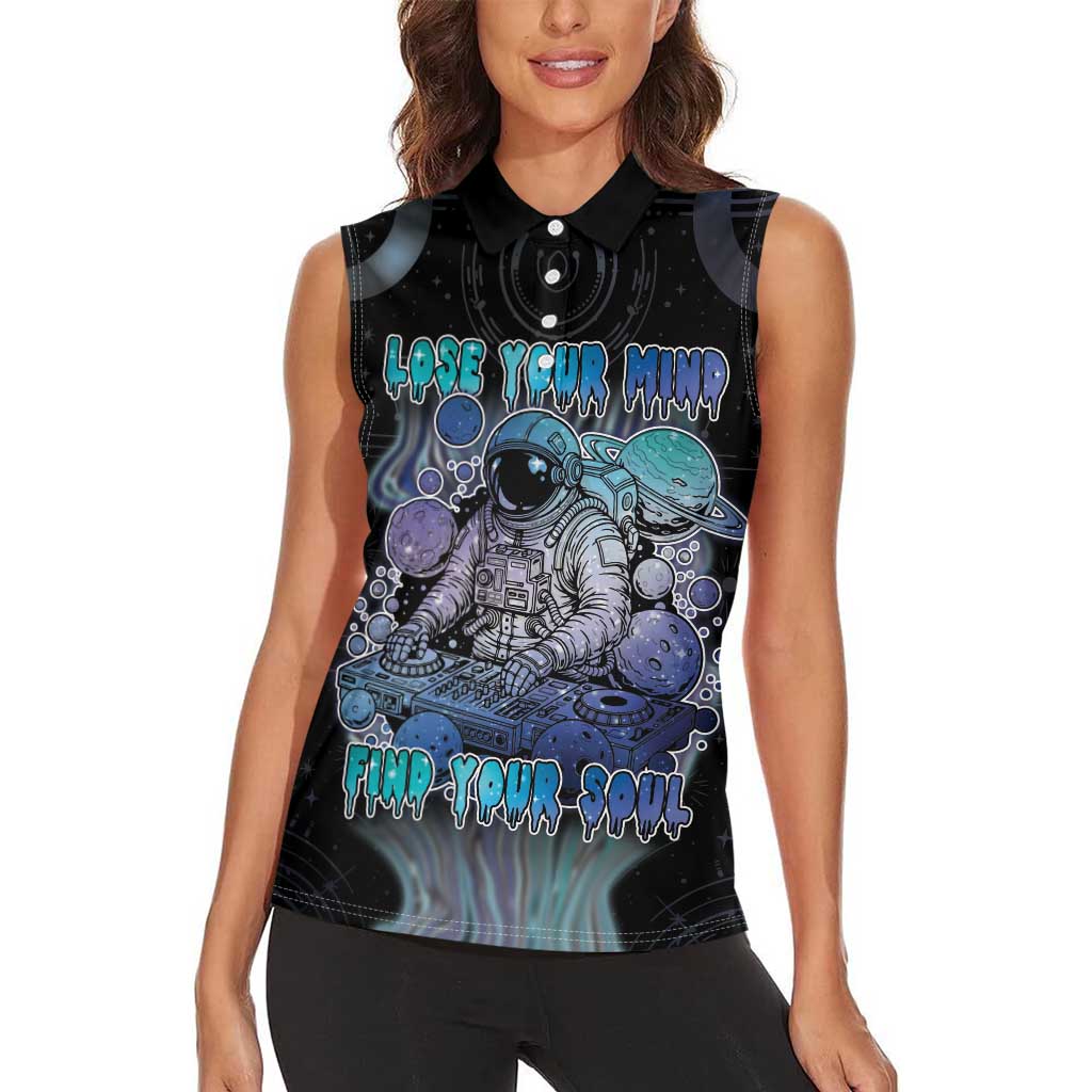 Astronaut Women Sleeveless Polo Shirt Love Your Mind Find Your Soul - Wonder Print Shop