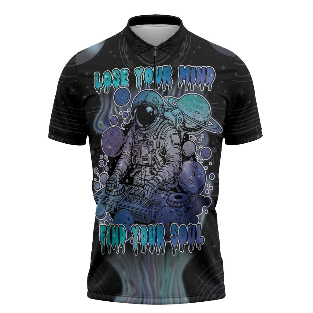 Astronaut Zipper Polo Shirt Love Your Mind Find Your Soul - Wonder Print Shop