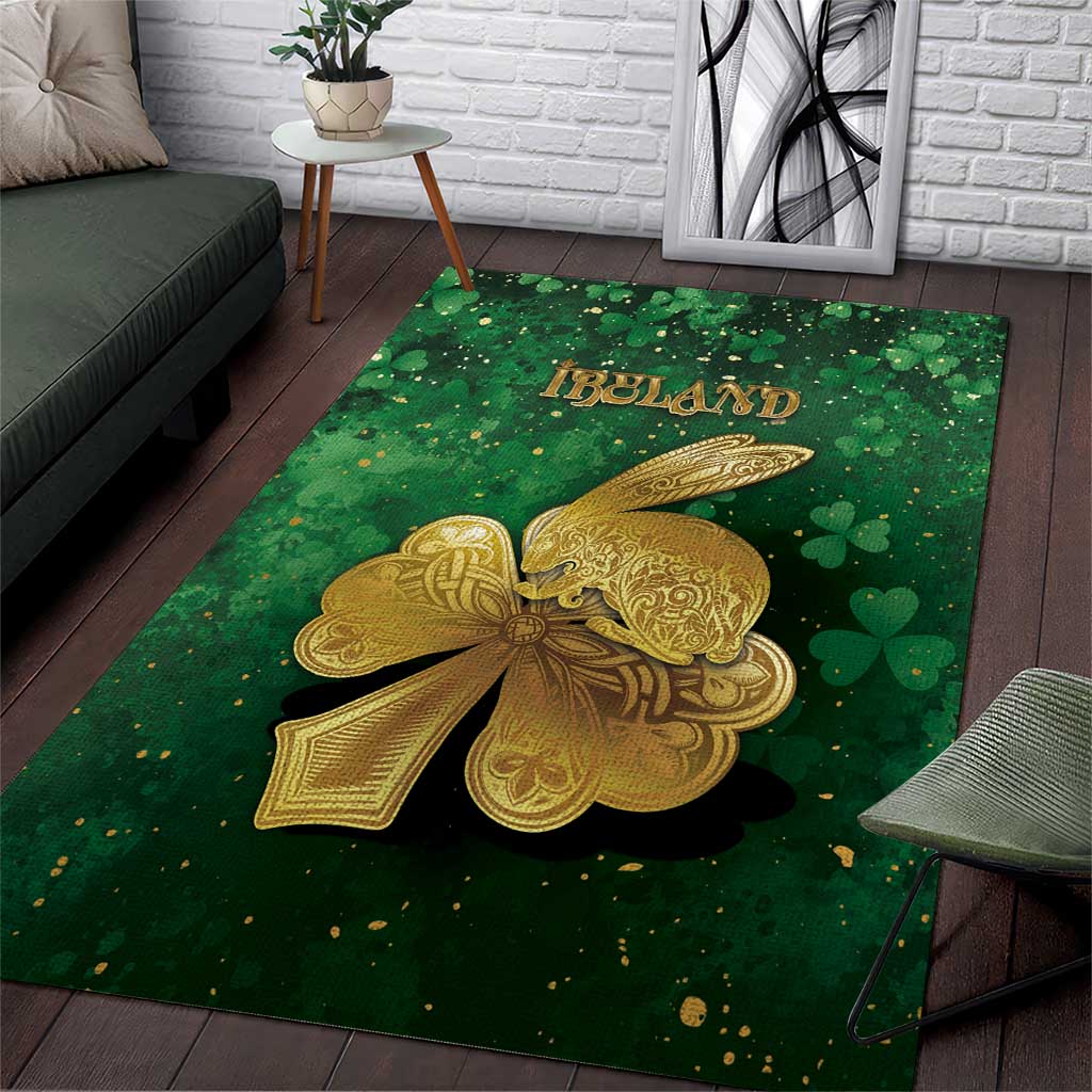 Ireland Area Rug The Shamrock With The Irish Hare Patterns - Wonder Print Shop