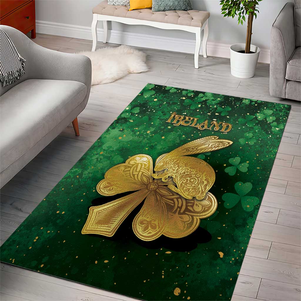 Ireland Area Rug The Shamrock With The Irish Hare Patterns - Wonder Print Shop