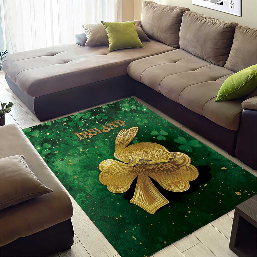 Ireland Area Rug The Shamrock With The Irish Hare Patterns - Wonder Print Shop