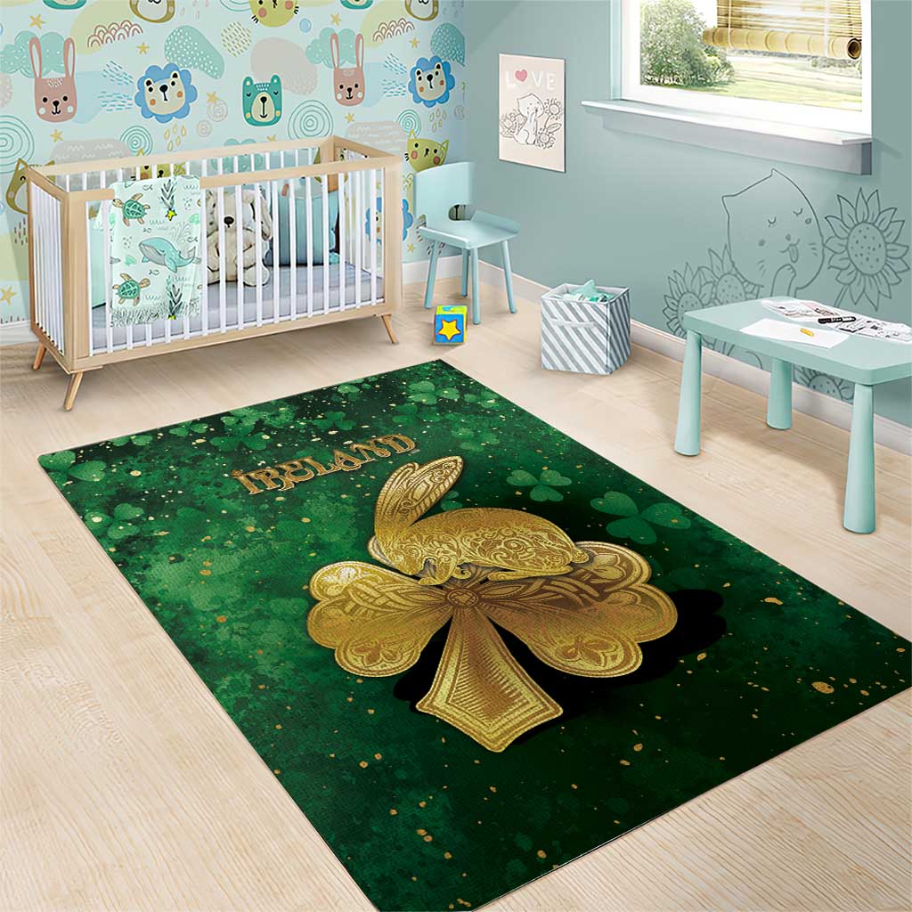 Ireland Area Rug The Shamrock With The Irish Hare Patterns - Wonder Print Shop