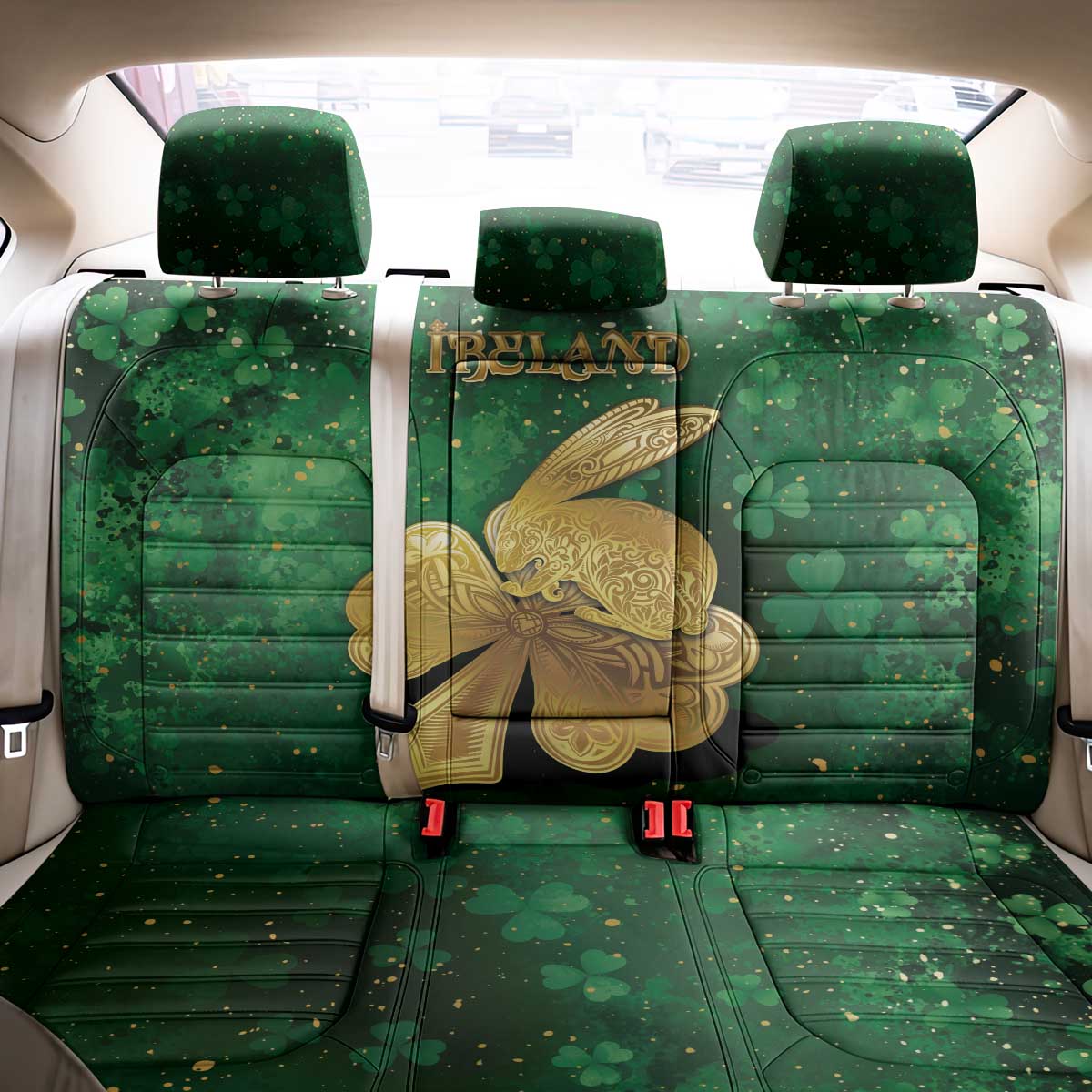 Ireland Back Car Seat Cover The Shamrock With The Irish Hare Patterns - Wonder Print Shop
