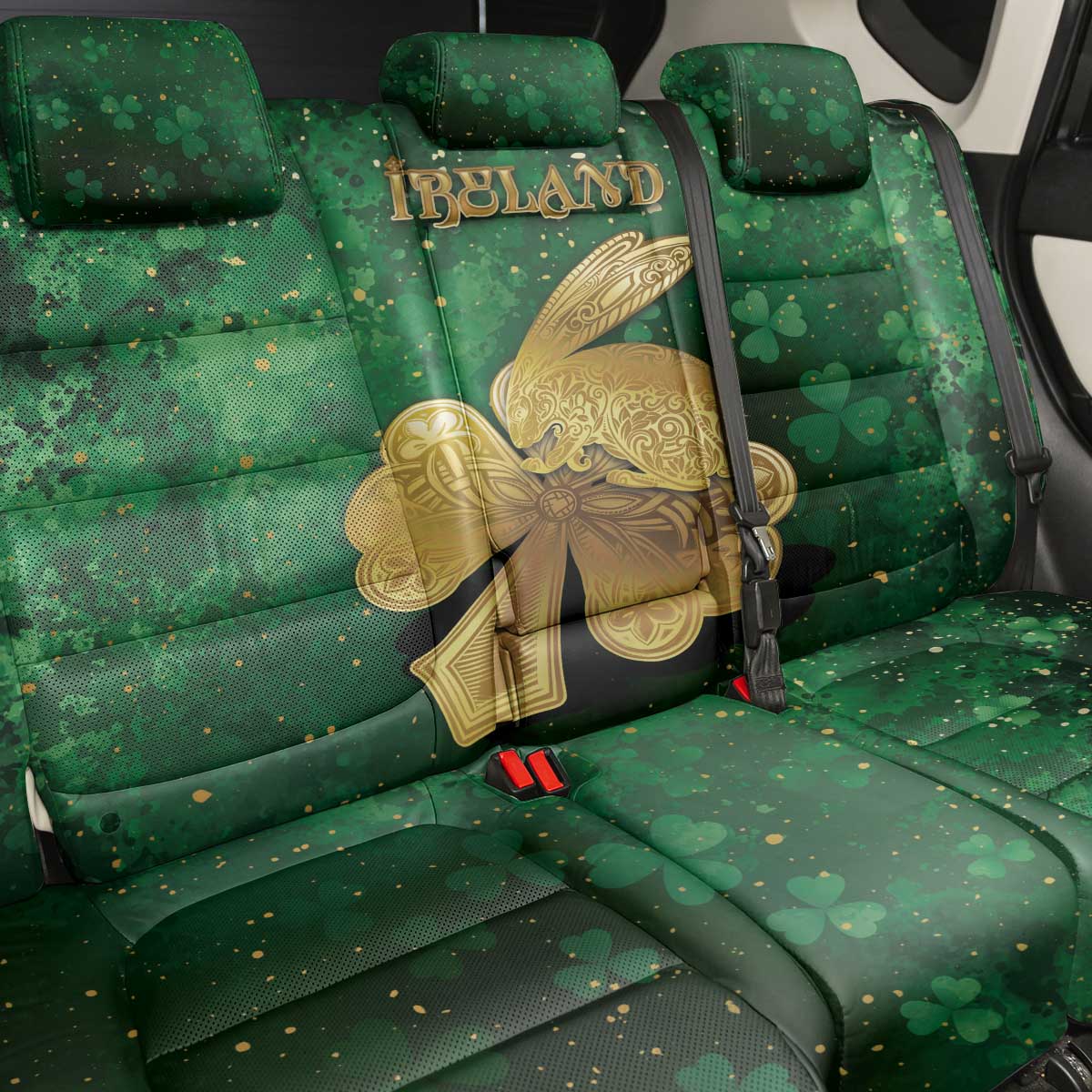 Ireland Back Car Seat Cover The Shamrock With The Irish Hare Patterns - Wonder Print Shop
