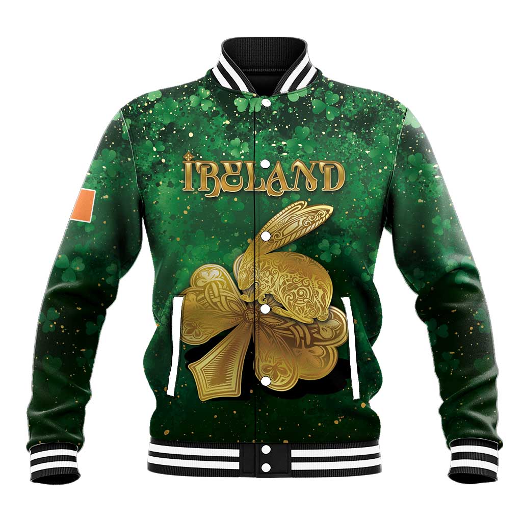 Personalized Ireland Baseball Jacket The Shamrock With The Irish Hare Patterns - Wonder Print Shop