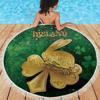 Ireland Beach Blanket The Shamrock With The Irish Hare Patterns - Wonder Print Shop