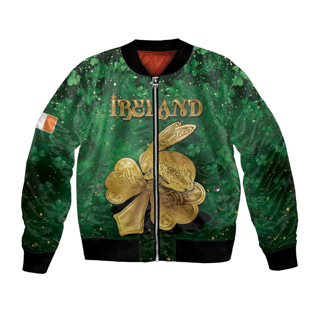 Personalized Ireland Bomber Jacket The Shamrock With The Irish Hare Patterns - Wonder Print Shop