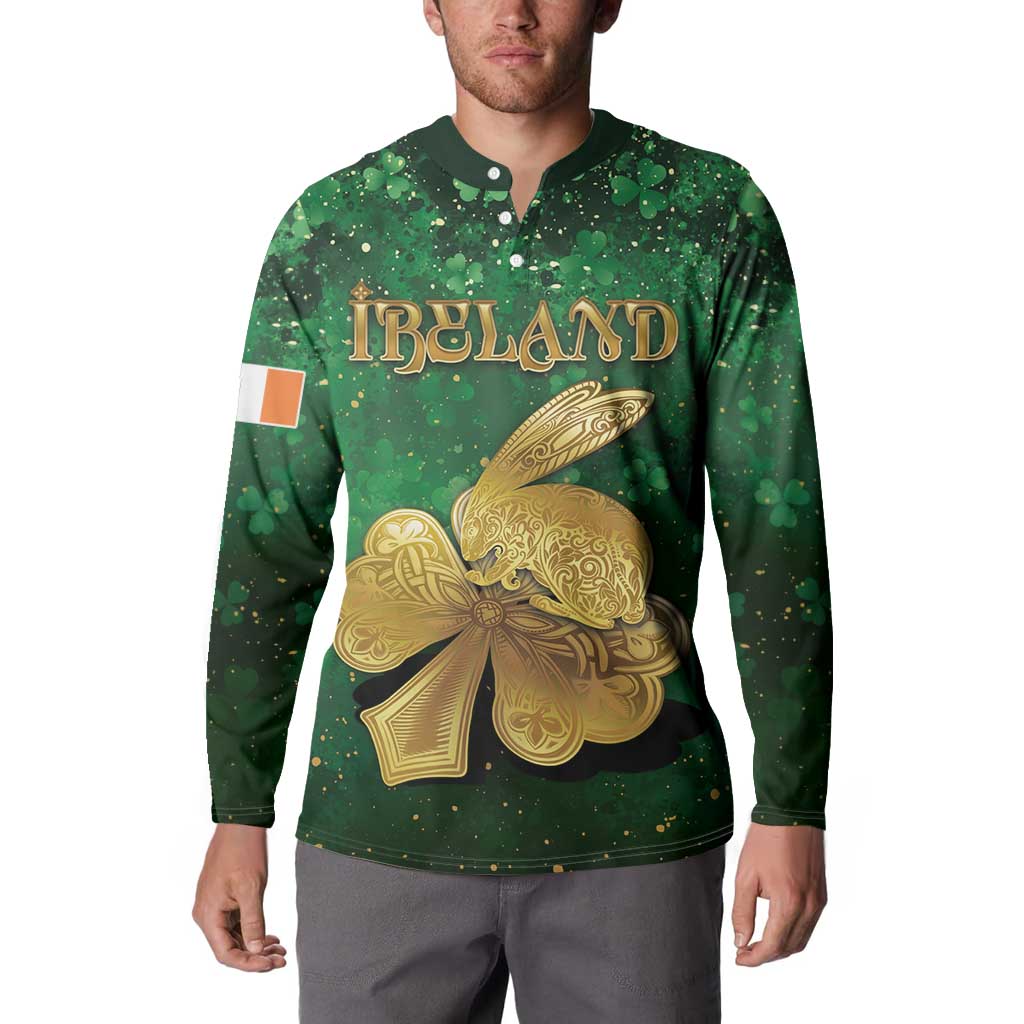 Personalized Ireland Button Sweatshirt The Shamrock With The Irish Hare Patterns - Wonder Print Shop
