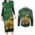 Personalized Ireland Couples Matching Long Sleeve Bodycon Dress and Long Sleeve Button Shirt The Shamrock With The Irish Hare Patterns - Wonder Print Shop