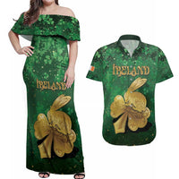 Personalized Ireland Couples Matching Off Shoulder Maxi Dress and Hawaiian Shirt The Shamrock With The Irish Hare Patterns - Wonder Print Shop