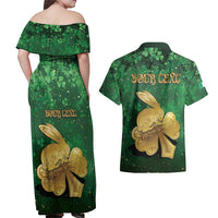Personalized Ireland Couples Matching Off Shoulder Maxi Dress and Hawaiian Shirt The Shamrock With The Irish Hare Patterns - Wonder Print Shop