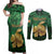 Personalized Ireland Couples Matching Off Shoulder Maxi Dress and Long Sleeve Button Shirt The Shamrock With The Irish Hare Patterns - Wonder Print Shop