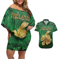 Personalized Ireland Couples Matching Off Shoulder Short Dress and Hawaiian Shirt The Shamrock With The Irish Hare Patterns - Wonder Print Shop