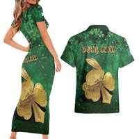 Personalized Ireland Couples Matching Short Sleeve Bodycon Dress and Hawaiian Shirt The Shamrock With The Irish Hare Patterns - Wonder Print Shop