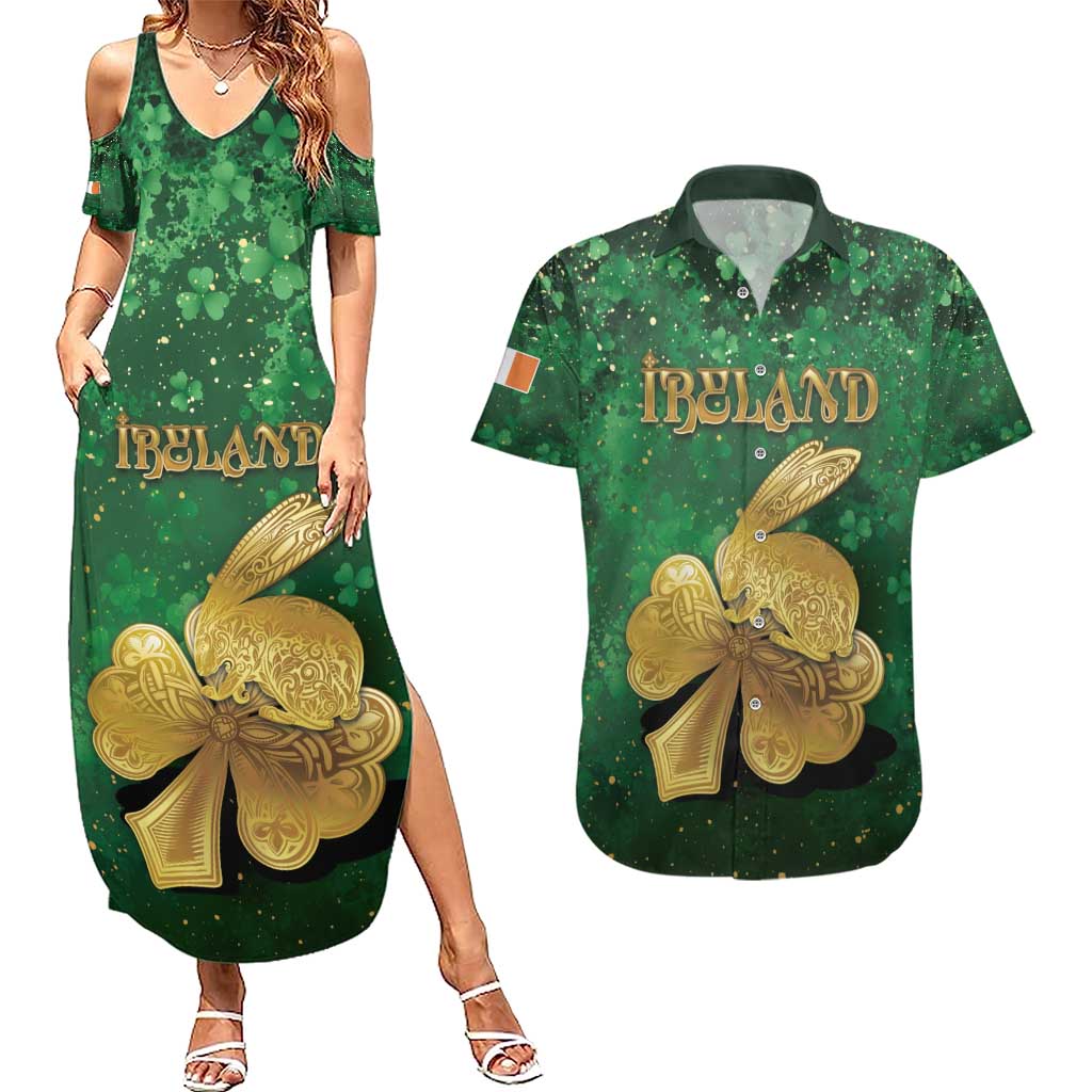 Personalized Ireland Couples Matching Summer Maxi Dress and Hawaiian Shirt The Shamrock With The Irish Hare Patterns - Wonder Print Shop