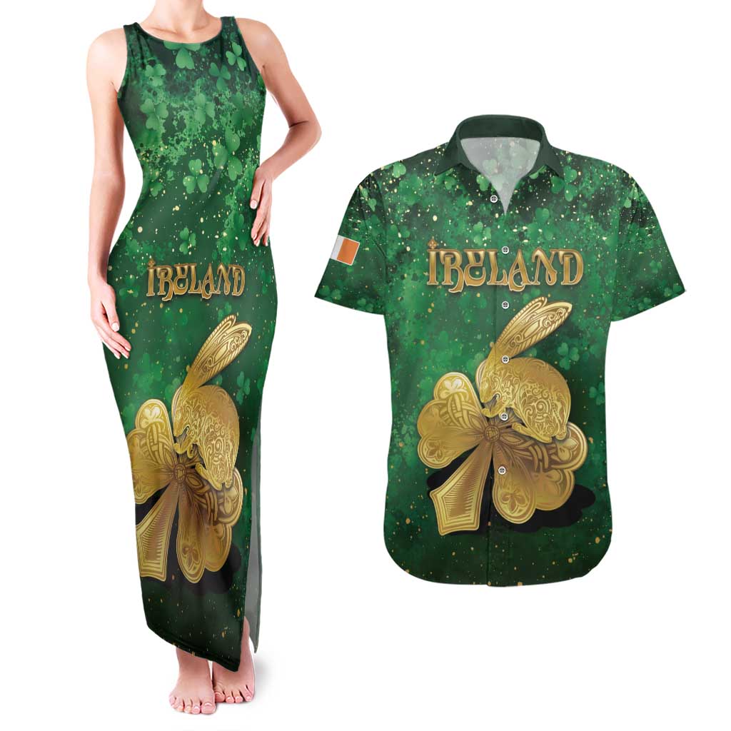 Personalized Ireland Couples Matching Tank Maxi Dress and Hawaiian Shirt The Shamrock With The Irish Hare Patterns - Wonder Print Shop