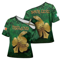 Personalized Ireland Cross Shoulder Shirt The Shamrock With The Irish Hare Patterns - Wonder Print Shop