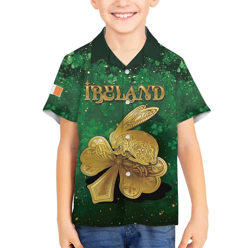 Personalized Ireland Family Matching Long Sleeve Bodycon Dress and Hawaiian Shirt The Shamrock With The Irish Hare Patterns - Wonder Print Shop