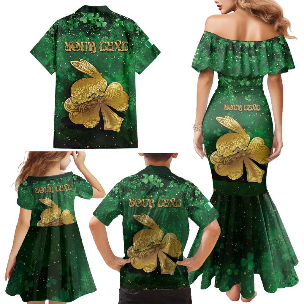 Personalized Ireland Family Matching Mermaid Dress and Hawaiian Shirt The Shamrock With The Irish Hare Patterns - Wonder Print Shop