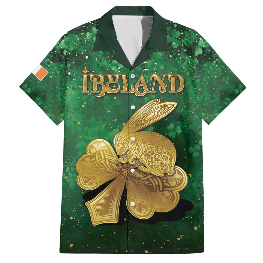 Personalized Ireland Family Matching Short Sleeve Bodycon Dress and Hawaiian Shirt The Shamrock With The Irish Hare Patterns - Wonder Print Shop