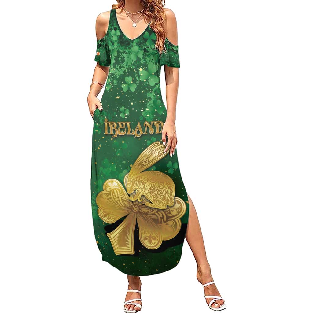 Personalized Ireland Family Matching Summer Maxi Dress and Hawaiian Shirt The Shamrock With The Irish Hare Patterns - Wonder Print Shop