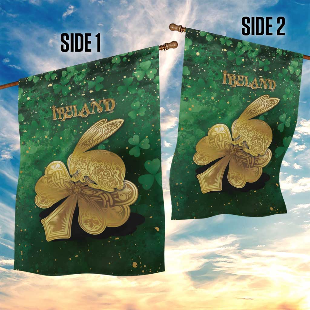 Ireland Garden Flag The Shamrock With The Irish Hare Patterns - Wonder Print Shop
