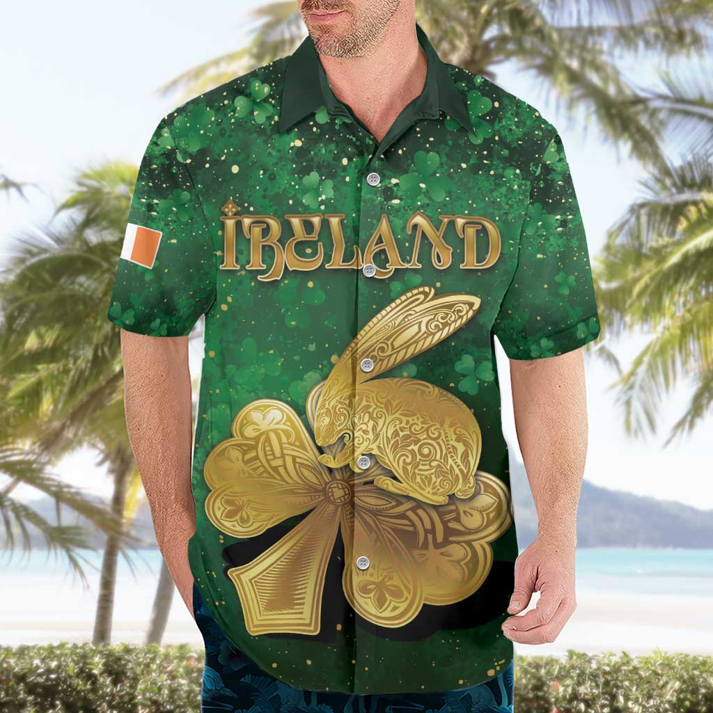Personalized Ireland Hawaiian Shirt The Shamrock With The Irish Hare Patterns - Wonder Print Shop