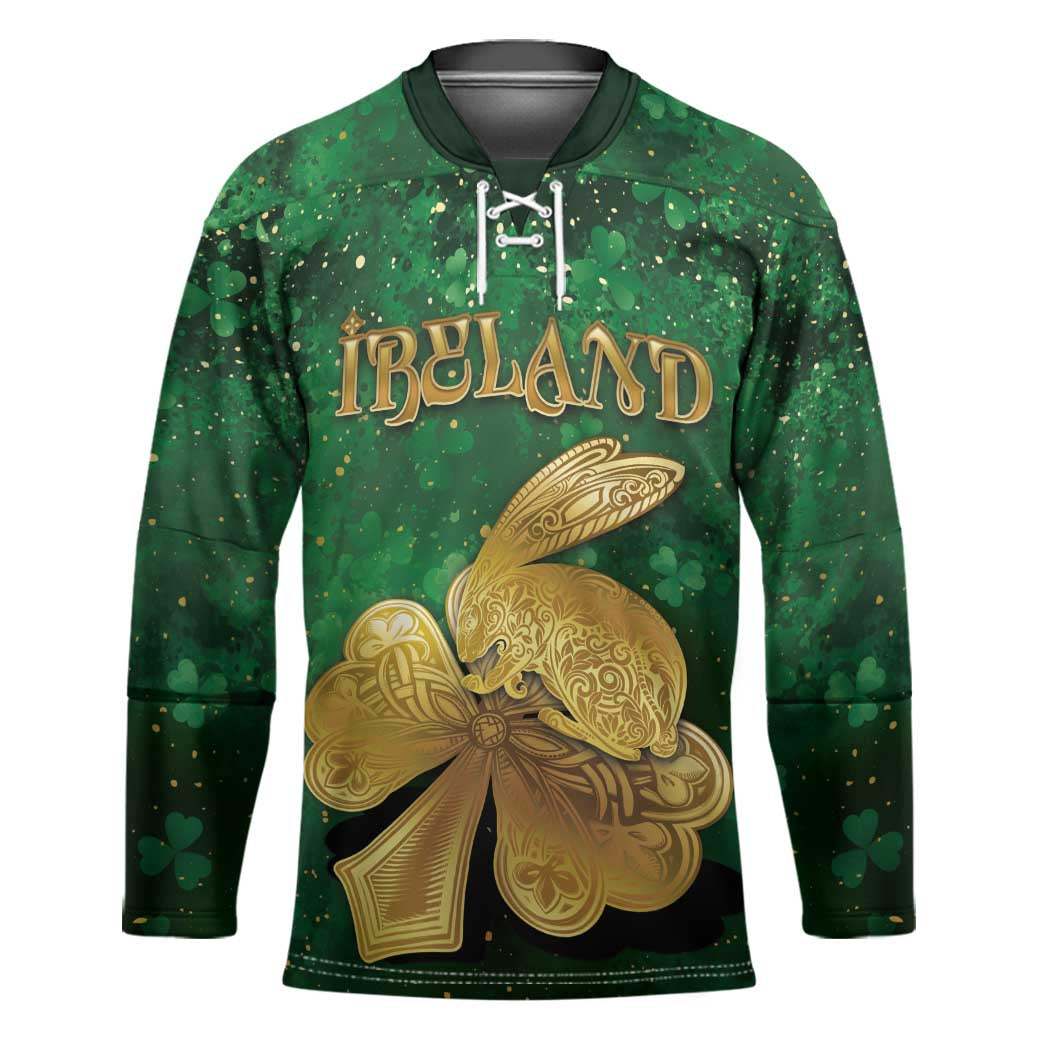 Personalized Ireland Hockey Jersey The Shamrock With The Irish Hare Patterns - Wonder Print Shop