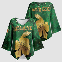 Personalized Ireland Kimono Sleeve Blouse The Shamrock With The Irish Hare Patterns - Wonder Print Shop