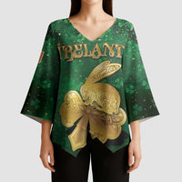 Personalized Ireland Kimono Sleeve Blouse The Shamrock With The Irish Hare Patterns - Wonder Print Shop