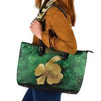 Ireland Leather Tote Bag The Shamrock With The Irish Hare Patterns - Wonder Print Shop
