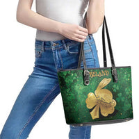Ireland Leather Tote Bag The Shamrock With The Irish Hare Patterns - Wonder Print Shop