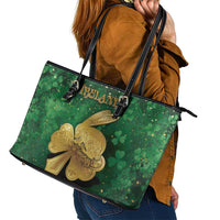 Ireland Leather Tote Bag The Shamrock With The Irish Hare Patterns - Wonder Print Shop