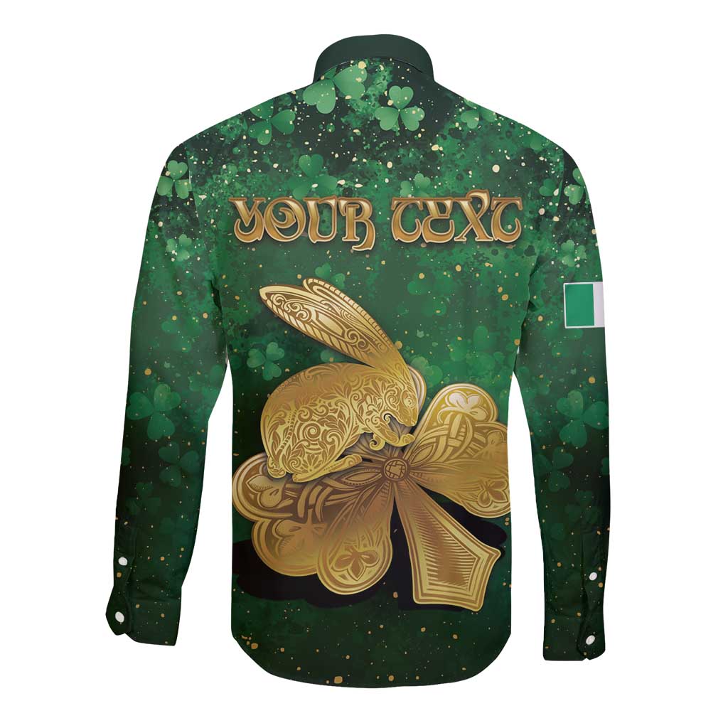 Personalized Ireland Long Sleeve Button Shirt The Shamrock With The Irish Hare Patterns - Wonder Print Shop