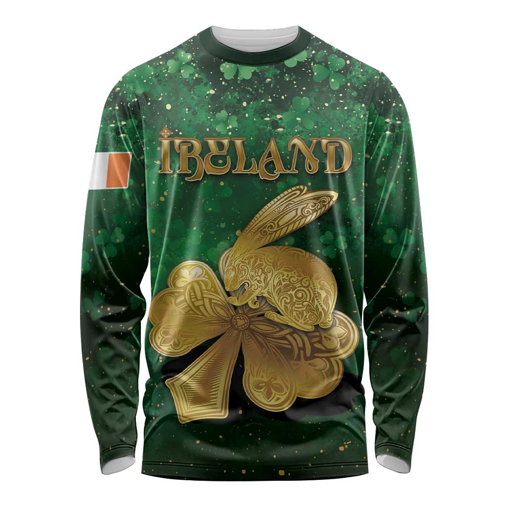 Personalized Ireland Long Sleeve Shirt The Shamrock With The Irish Hare Patterns - Wonder Print Shop