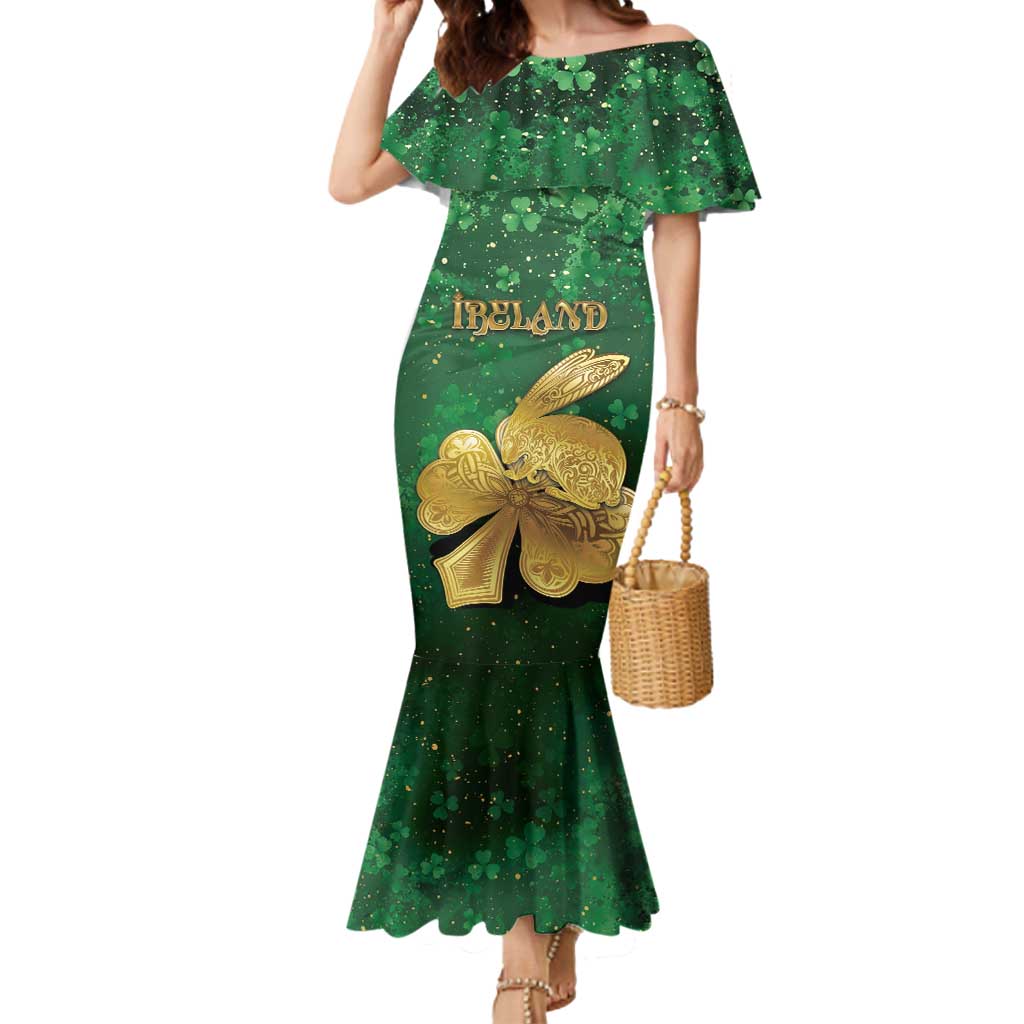 Personalized Ireland Mermaid Dress The Shamrock With The Irish Hare Patterns - Wonder Print Shop