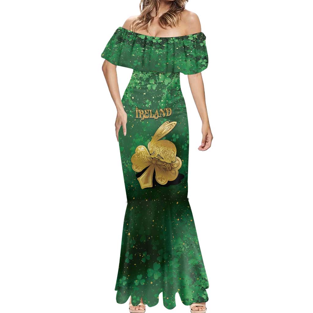 Personalized Ireland Mermaid Dress The Shamrock With The Irish Hare Patterns - Wonder Print Shop
