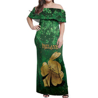 Personalized Ireland Off Shoulder Maxi Dress The Shamrock With The Irish Hare Patterns - Wonder Print Shop