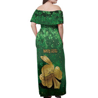 Personalized Ireland Off Shoulder Maxi Dress The Shamrock With The Irish Hare Patterns - Wonder Print Shop