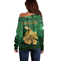 Personalized Ireland Off Shoulder Sweater The Shamrock With The Irish Hare Patterns - Wonder Print Shop