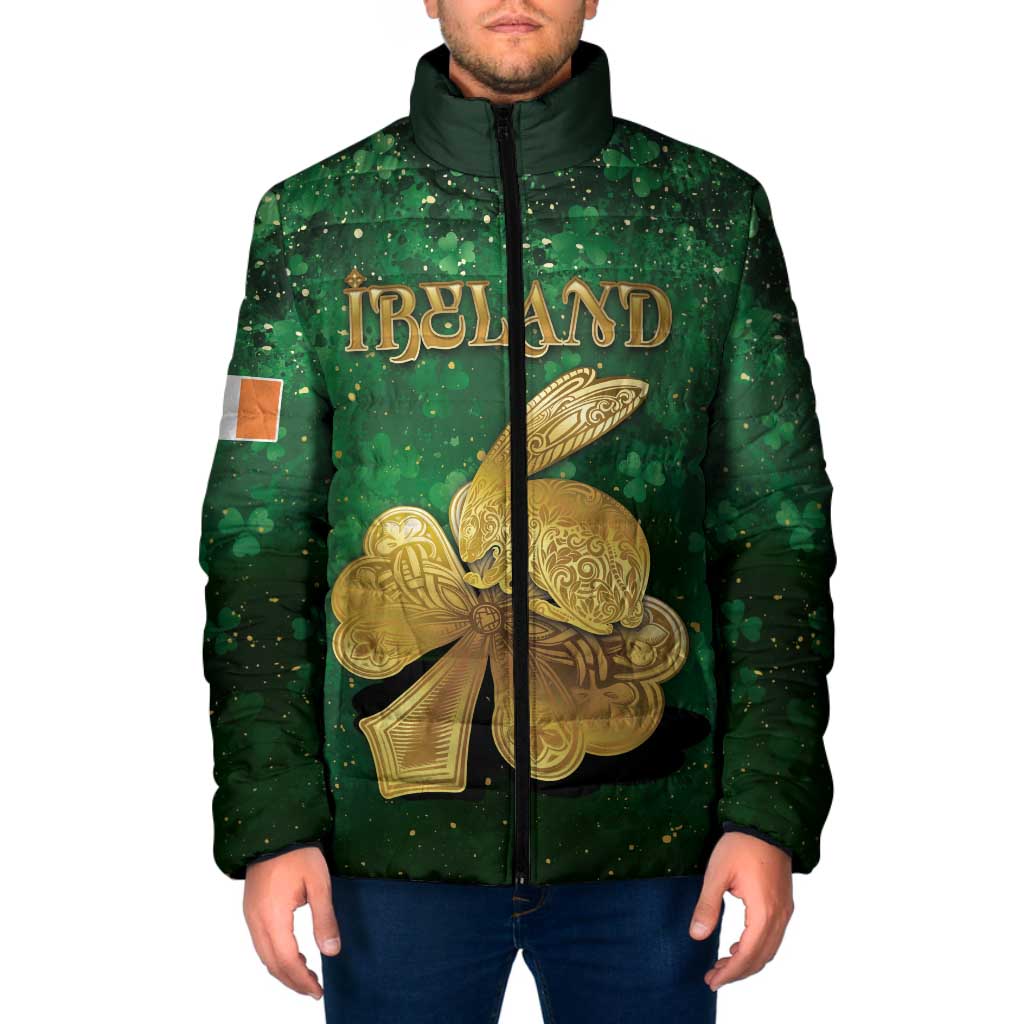 Personalized Ireland Padded Jacket The Shamrock With The Irish Hare Patterns - Wonder Print Shop