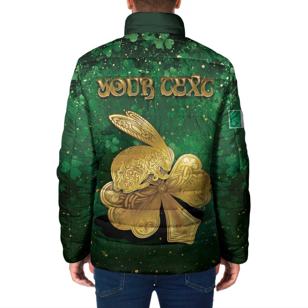 Personalized Ireland Padded Jacket The Shamrock With The Irish Hare Patterns - Wonder Print Shop