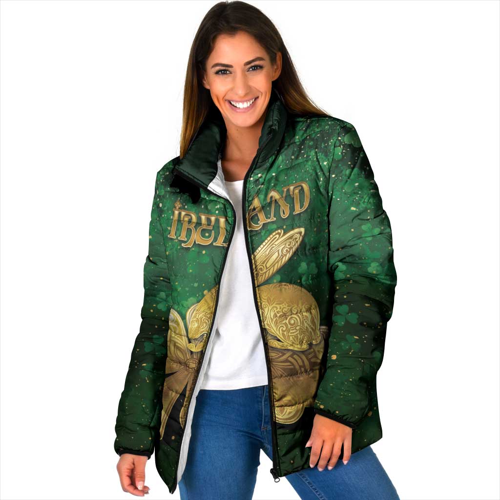 Personalized Ireland Padded Jacket The Shamrock With The Irish Hare Patterns - Wonder Print Shop
