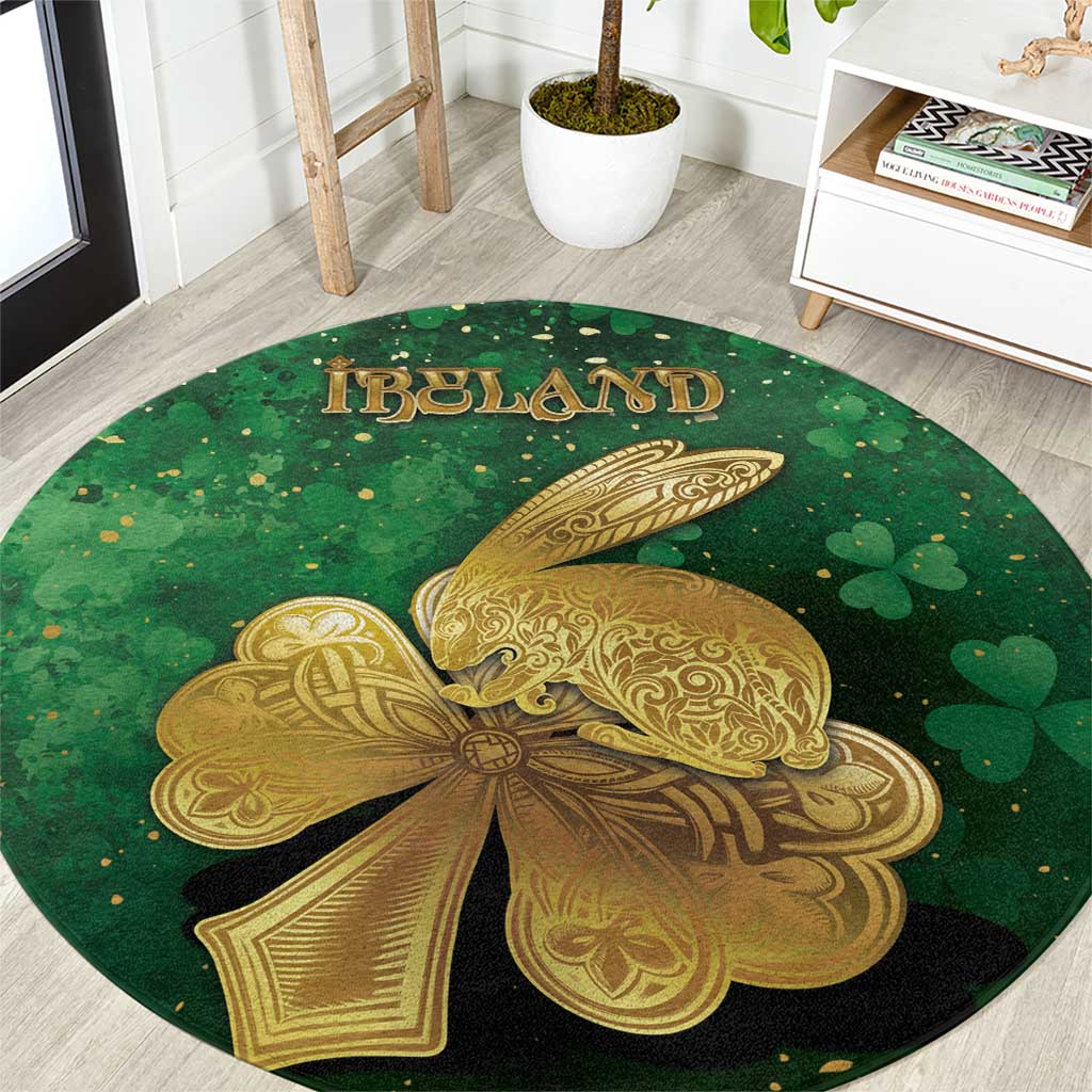Ireland Round Carpet The Shamrock With The Irish Hare Patterns - Wonder Print Shop