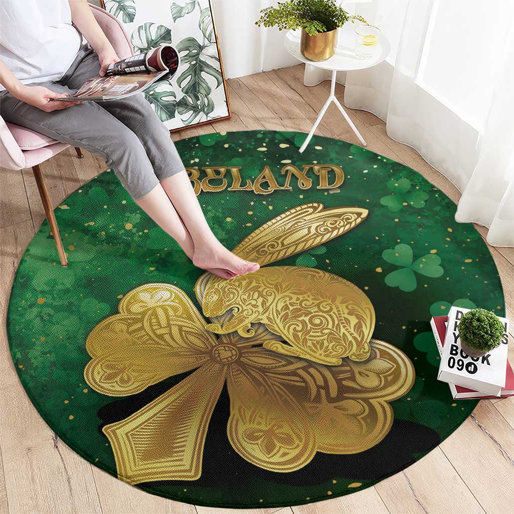 Ireland Round Carpet The Shamrock With The Irish Hare Patterns - Wonder Print Shop